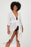 Women's Chiffon Swim Cover-Up in Ivory, 3X