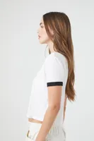 Women's Relaxed Ringer T-Shirt in White/Black Large