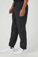 Men Toggle Drawstring Cargo Joggers in Black Large