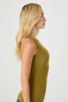 Women's Cutout Sweater-Knit Tank Top in Cypress Large