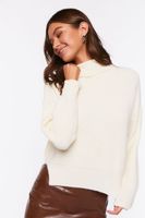 Women's Rolled Turtleneck Drop-Sleeve Sweater in Cream Small