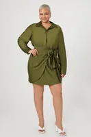 Women's Satin Wrap Shirt Dress Cypress ,