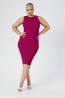 Women's Bodycon Midi Sweater Dress in Berry, 3X