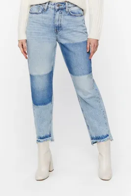 Women's High-Rise Colorblock Straight Jeans in Medium Denim, 28