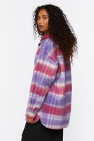 Women's Oversized Plaid Longline Coat in Pink/Blue Haze Large