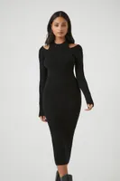 Women's Shoulder Cutout Sweater Midi Dress