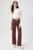 Women's Cropped Rib-Knit Sweater in Vanilla Small