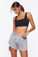 Women's Active Drawstring Ringer Shorts in Heather Grey, XS