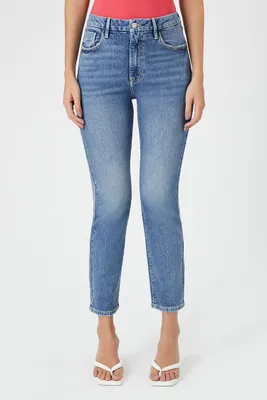 Women's Curvy High-Rise Straight Jeans in Medium Denim, 30