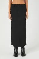 Women's Twill Maxi Column Skirt in Black Medium