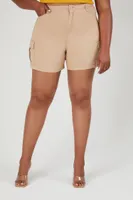 Women's High-Rise Cargo Shorts in Khaki, 1X