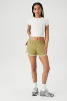 Women's French Terry Ringer Shorts in Turtle Green, XL