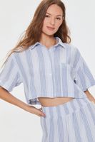 Women's Kendall + Kylie Linen-Blend Shirt in Light Blue, XS