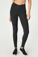 Women's Active Ribbed Surplice Leggings in Black Small