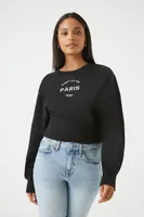 Women's Embroidered Paris Pullover in Black/White Small