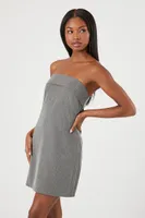 Women's Pinstriped Strapless Mini Dress in Grey/Ivory Medium