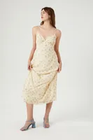 Women's Ditsy Floral Print Midi Dress in White Large