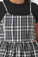 Girls Plaid Cami Dress (Kids) in Black, 13/14