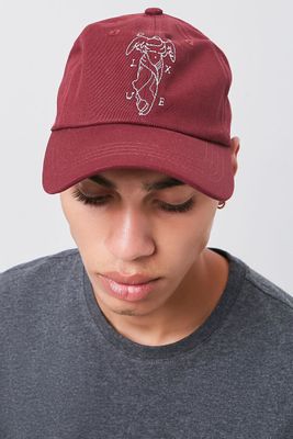 Men Embroidered Deluxe Graphic Cap in Burgundy/White