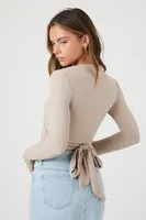 Women's Cropped Wrap Top in Goat Small