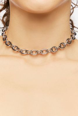 Women's Upcycled Chain Choker Necklace in Silver