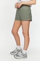 Women's Twill Mid-Rise Cuffed Shorts in Tea Small