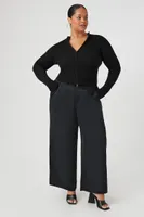 Women's Twill Wide-Leg Pants in Black, 3X