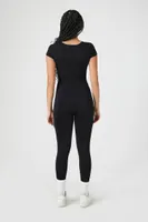 Women's Seamless Short-Sleeve Jumpsuit in Black Small