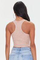 Women's Waffle Knit Cropped Tank Top in Walnut Large