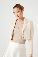 Women's Notched Cropped Blazer in Taupe Large