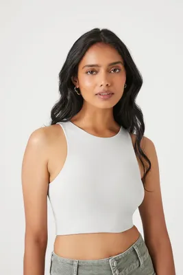 Women's Seamless Cropped Tank Top in Silver Medium