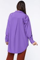 Women's Oversized Longline Poplin Shirt in Purple Small