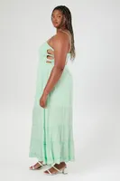 Women's Smocked Cutout Maxi Dress in Jade, 3X