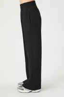 Women's French Terry Straight-Leg Pants in Black Small