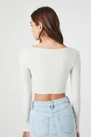 Women's Seamless Split-Hem Crop Top in Birch Medium