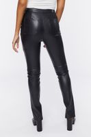 Women's Faux Leather Split-Hem Pants in Black Large