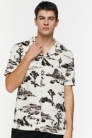 Men Desert Landscape Graphic Shirt in Cream/Black, XXL