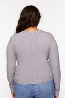 Women's Surplice Long-Sleeve Top in Heather Grey, 0X