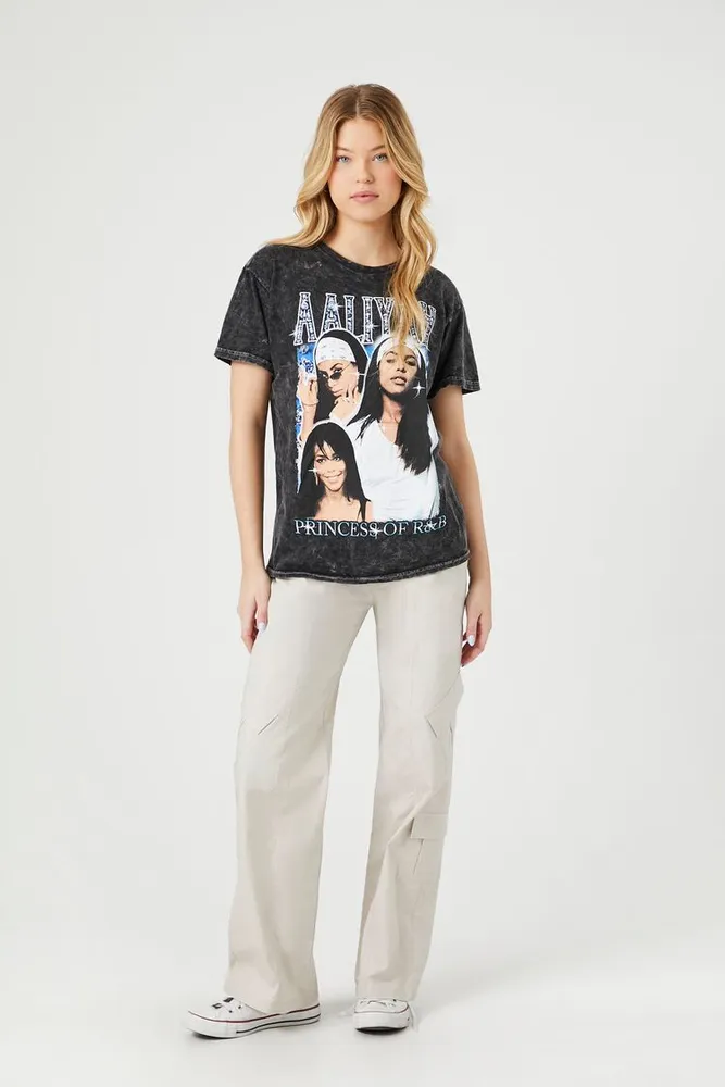 Women's Aaliyah Princess of R&B Graphic T-Shirt in Black, S/M