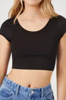 Women's Scoop Cropped T-Shirt in Black, M/L