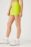 Women's Active Ruched Mini Skirt in Acid Green Small