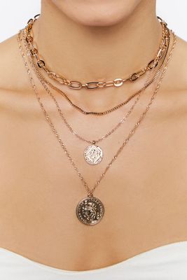 Women's Coin Pendant Layered Necklace in Gold