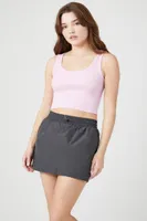Women's Drawstring A-Line Mini Skirt in Grey, XL