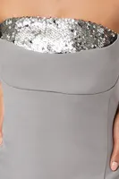 Women's Sequin Strapless Mini Dress in Dark Grey Small