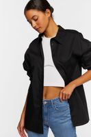 Women's Oversized Poplin Shirt in Black Medium