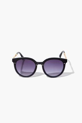 Round Frame Sunglasses in Black/Black