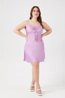 Women's Satin Slip Mini Dress in Purple, 0X