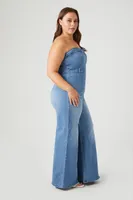 Women's Denim Wide-Leg Jumpsuit in Medium Denim, 4X