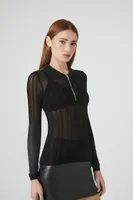 Women's Sheer Half-Zip Sweater Black