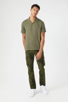 Men Cuban Collar Short-Sleeve Shirt in Olive Medium